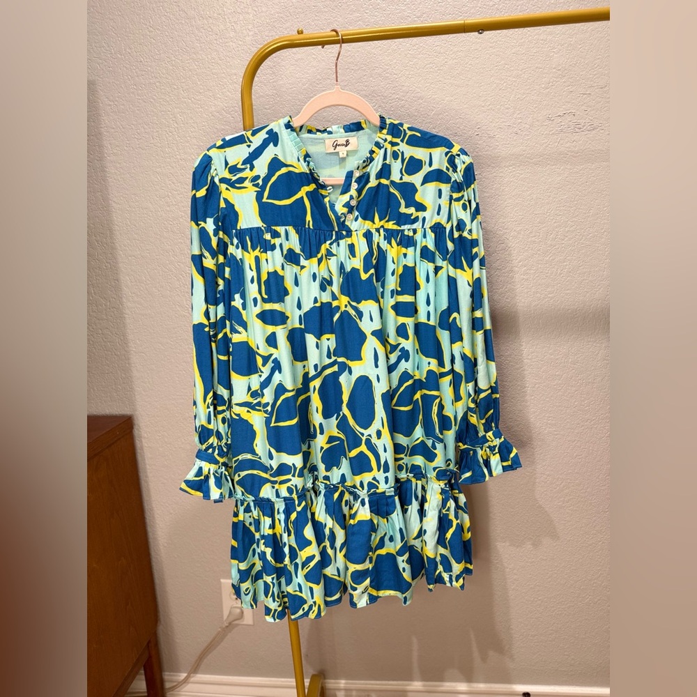 Garrie B Abstract Print Ruffle Mini Dress – Size Small – NWOT